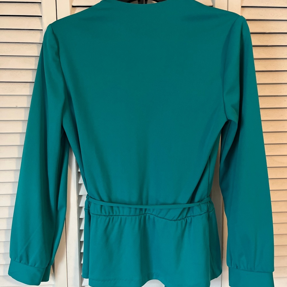 Vintage 70s Peplum Top— small- medium - Teal - Picture 2 of 5